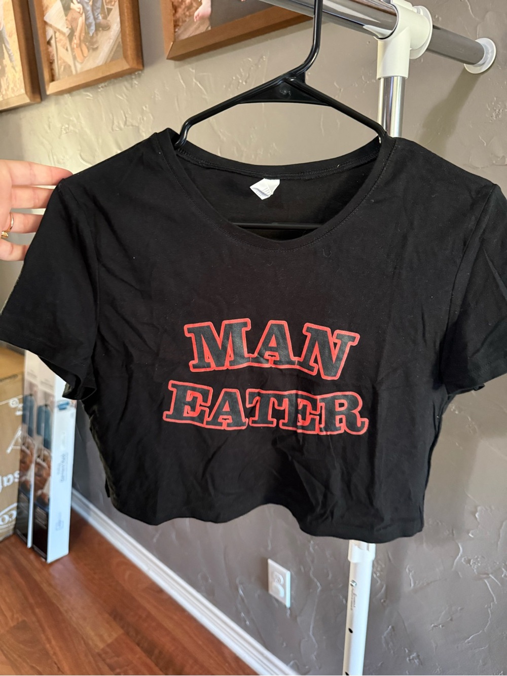 Man Eater Black Cropped Graphic Tee